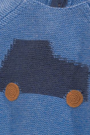 Blue Car Knit Jumper (0mths-2yrs)